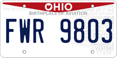 OH license plate FWR9803