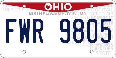 OH license plate FWR9805