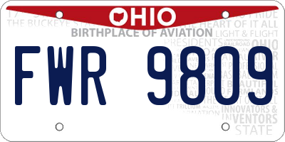 OH license plate FWR9809