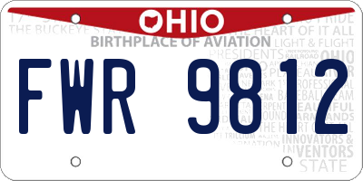 OH license plate FWR9812