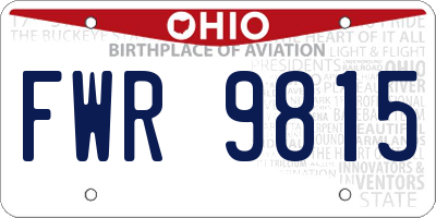 OH license plate FWR9815