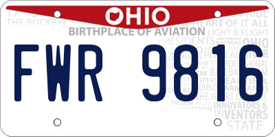OH license plate FWR9816