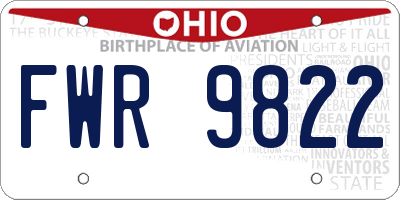 OH license plate FWR9822