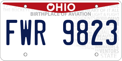 OH license plate FWR9823