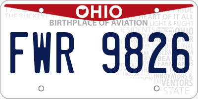 OH license plate FWR9826