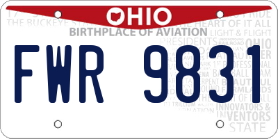 OH license plate FWR9831