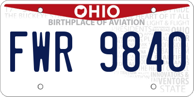 OH license plate FWR9840