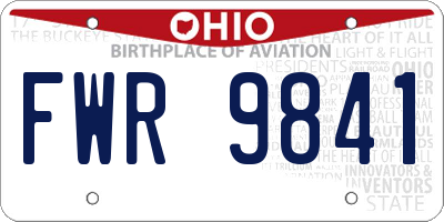 OH license plate FWR9841