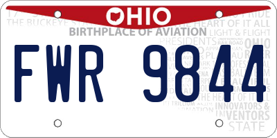 OH license plate FWR9844