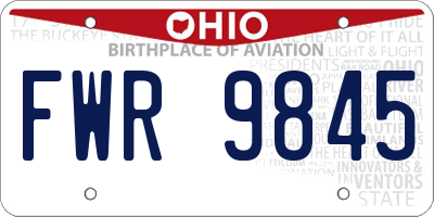OH license plate FWR9845