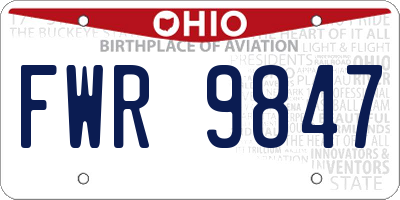 OH license plate FWR9847