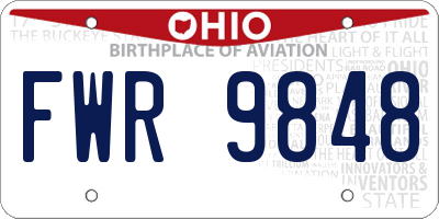 OH license plate FWR9848