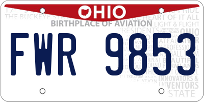 OH license plate FWR9853