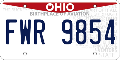 OH license plate FWR9854