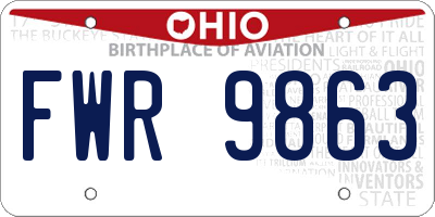 OH license plate FWR9863