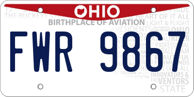 OH license plate FWR9867