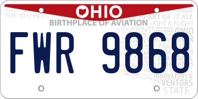 OH license plate FWR9868