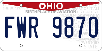 OH license plate FWR9870