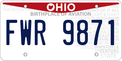 OH license plate FWR9871