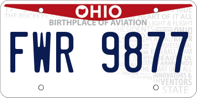 OH license plate FWR9877