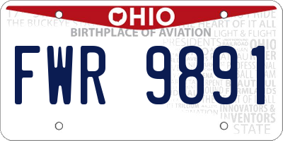 OH license plate FWR9891
