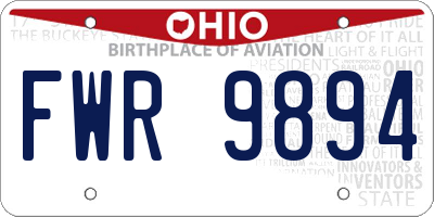 OH license plate FWR9894
