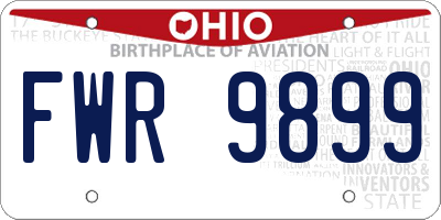OH license plate FWR9899