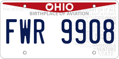 OH license plate FWR9908