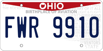OH license plate FWR9910