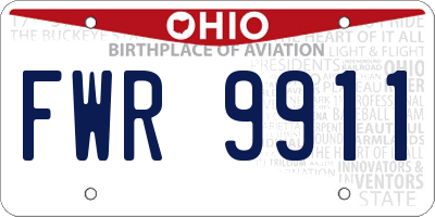 OH license plate FWR9911