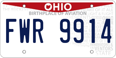 OH license plate FWR9914