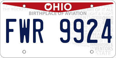OH license plate FWR9924