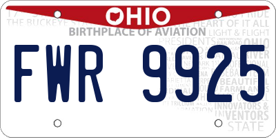 OH license plate FWR9925