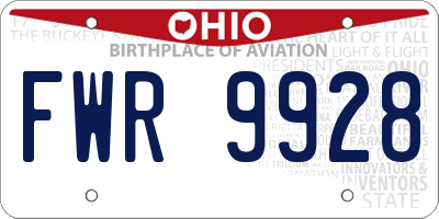 OH license plate FWR9928