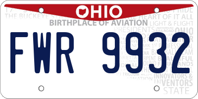 OH license plate FWR9932
