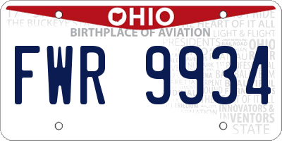 OH license plate FWR9934