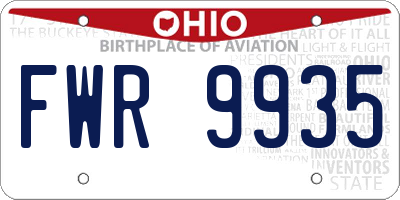 OH license plate FWR9935