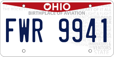 OH license plate FWR9941