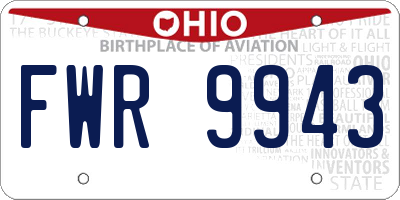 OH license plate FWR9943