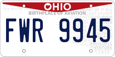 OH license plate FWR9945