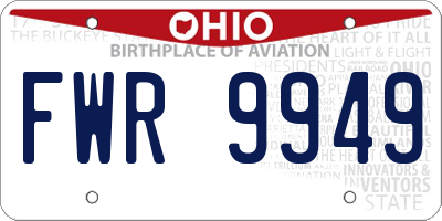 OH license plate FWR9949