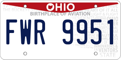 OH license plate FWR9951