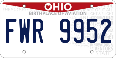 OH license plate FWR9952