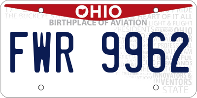 OH license plate FWR9962