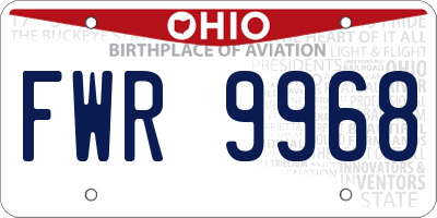 OH license plate FWR9968