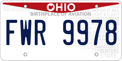 OH license plate FWR9978