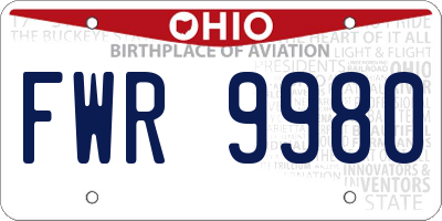 OH license plate FWR9980