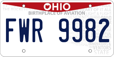 OH license plate FWR9982