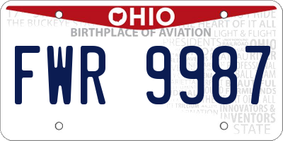 OH license plate FWR9987