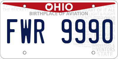 OH license plate FWR9990